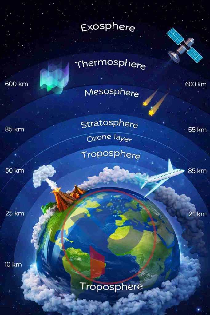 বায়ুমণ্ডলের বিভিন্ন স্তর