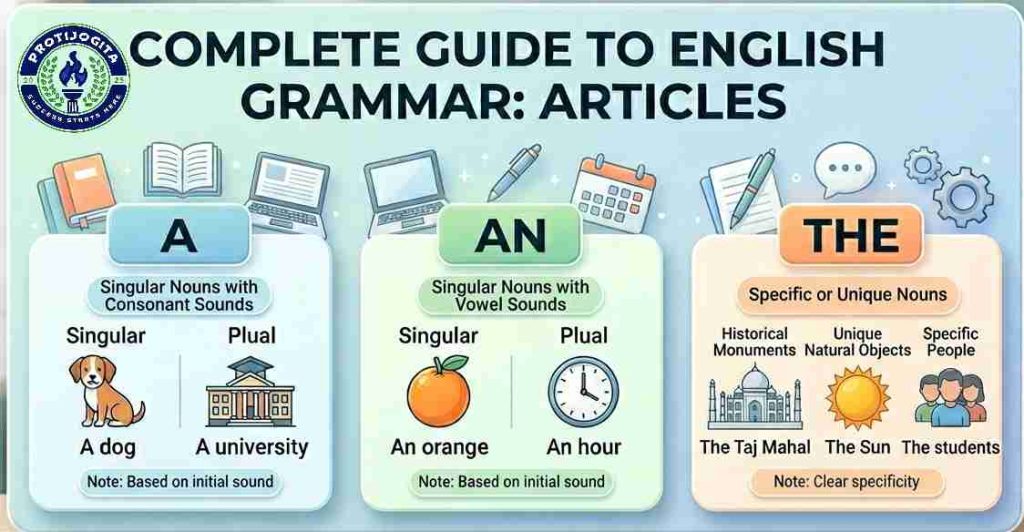 Articles: A, An, The ব্যবহারের সহজ নিয়ম ও 10 Practice Set. 1 Article
