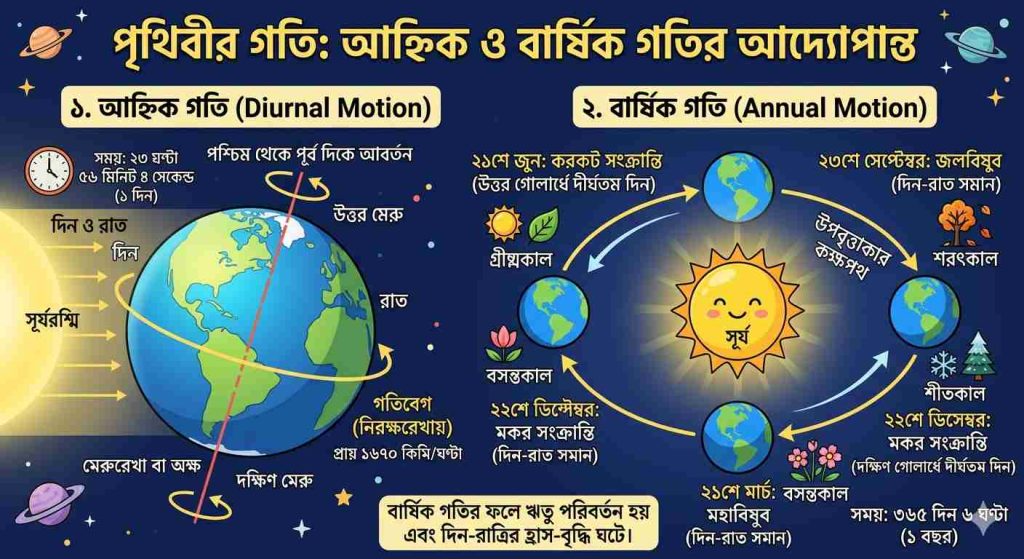 আহ্নিক গতি ও বার্ষিক গতি